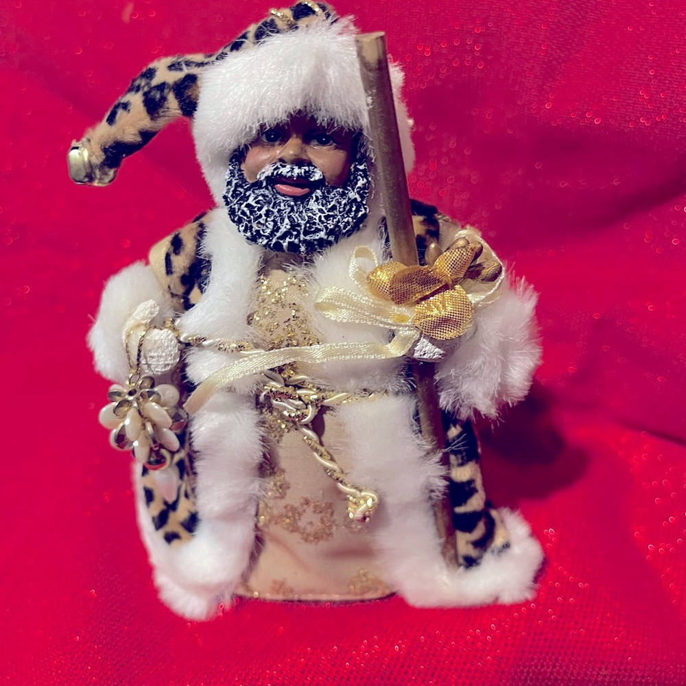 Leopard Print Vintage Santa Ornament by Ganz